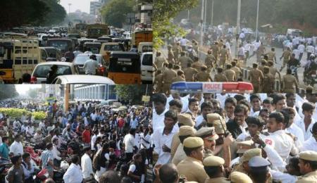 Law college students- baton charged to disburse by the police- தி ஹிந்து போட்டோ